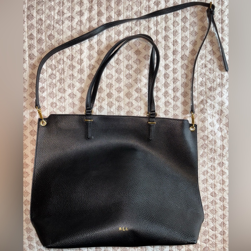 Ralph Lauren large tote purse bag black strap